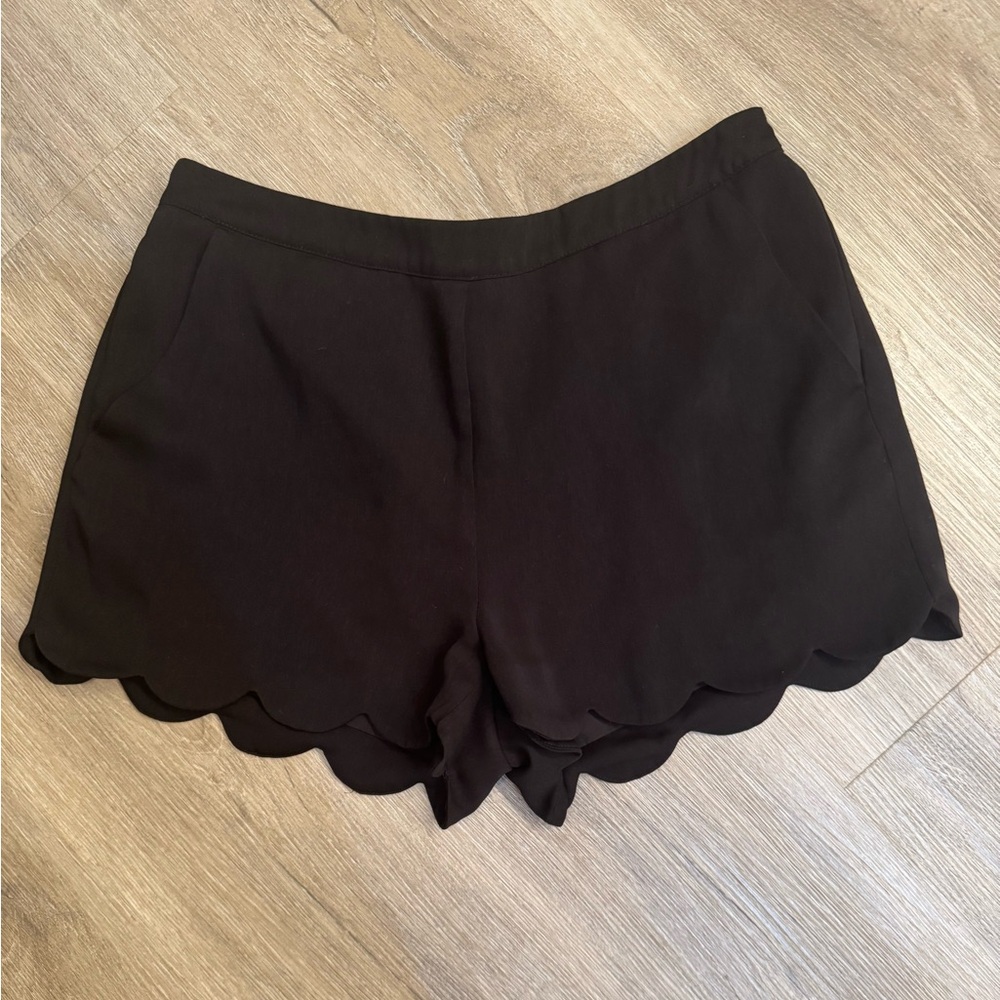 Naked Zebra Black High Waist Scalloped Shorts